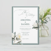 クラシックセージグリーンとホワイトフローラズ結婚ズ 招待状 (スタンド正面)