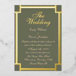 クラシックセージグリーンとホワイト 箔招待状
