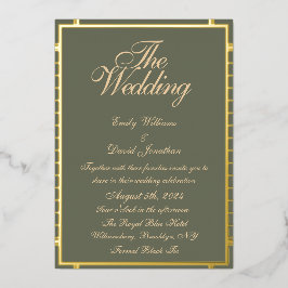 クラシックセージグリーンアンドゴールデン 箔招待状