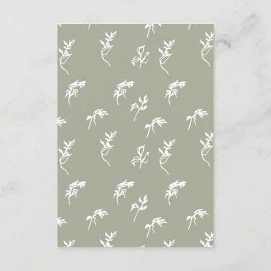 クラシックセージグリーンホワイトフローラヴィンテージクレスト エンクロージャーカード (裏面)