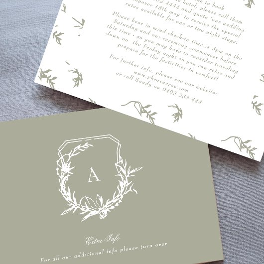 クラシックセージグリーンホワイトヴィンテージクレスト詳細 エンクロージャーカード