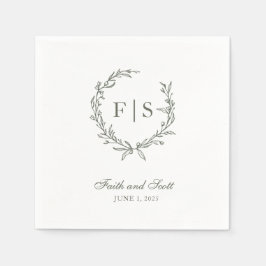 クラシックセージグリーンリースペーパーナプキン スタンダードカクテルナプキン