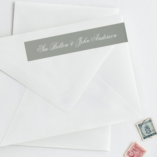 クラシックセージグリーン差出人住所封筒 ラップアラウンドラベル