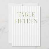 クラシックセージグリーン結婚とベージュの15テーブル番号 招待状 (裏面)