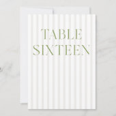 クラシックセージグリーン結婚とベージュの16テーブル番号 招待状 (正面)