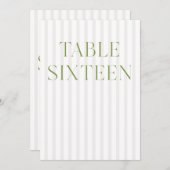 クラシックセージグリーン結婚とベージュの16テーブル番号 招待状 (正面/裏面)