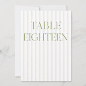 クラシックセージグリーン結婚とベージュの18テーブル番号 招待状 (裏面)