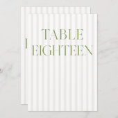 クラシックセージグリーン結婚とベージュの18テーブル番号 招待状 (正面/裏面)