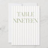クラシックセージグリーン結婚とベージュの19テーブル番号 招待状 (裏面)