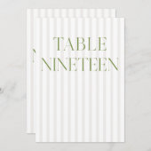 クラシックセージグリーン結婚とベージュの19テーブル番号 招待状 (正面/裏面)