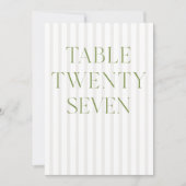 クラシックセージグリーン結婚とベージュの27テーブル番号 招待状 (正面)