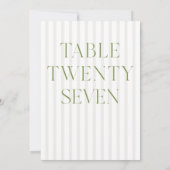 クラシックセージグリーン結婚とベージュの27テーブル番号 招待状 (裏面)