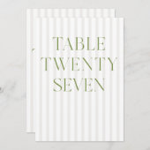 クラシックセージグリーン結婚とベージュの27テーブル番号 招待状 (正面/裏面)