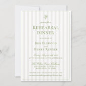 クラシックセージグリーン&ベージュリハーサルディナー 招待状 (正面)