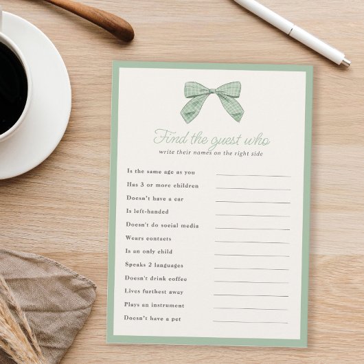 クラシックセージボウゲストシャワーゲームカードを見つける 招待状