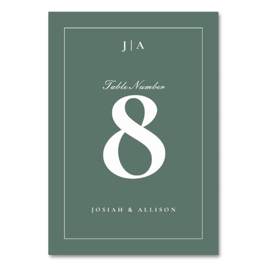クラシックセージ結婚グリーン テーブルナンバー (正面)