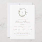 クラシックセージ緑のモノグラムの前衛晩餐会 招待状 (正面)