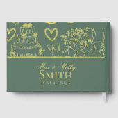 クラシックセージ緑の結婚手描きスケッチ ゲストブック (裏面)