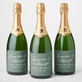 クラシックセージ緑の結婚手描きスケッチ スパークリングワインラベル