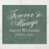 クラシックセージ緑の結婚手描きスケッチ スパークリングワインラベル (シングルラベル)