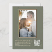 クラシックセージ緑エレガントフローラQR写真 招待状 (裏面)