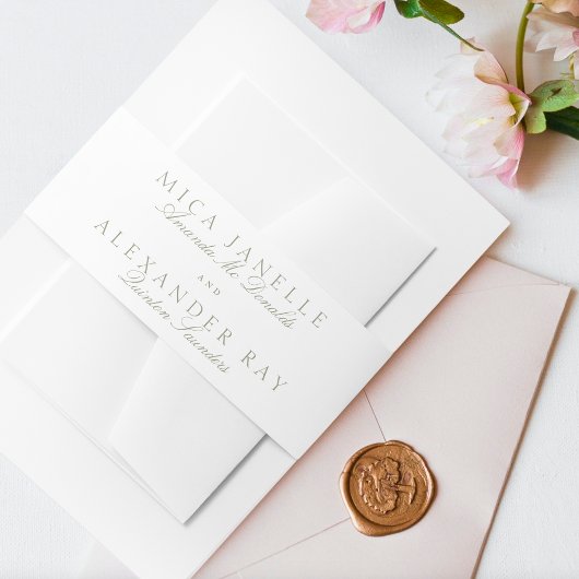 クラシックセージ緑フォーマル結婚書道 招待状ベリーバンド