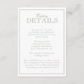 クラシックセージ緑書道モノグラム結婚ズ エンクロージャーカード (裏面)