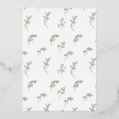 クラシックセージ緑植物性金ゴールドモノグラムクレスト 箔招待状 (裏面)