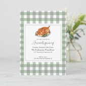 クラシックセージ&プレイドサンクスギビング招待状 招待状 (スタンド正面)