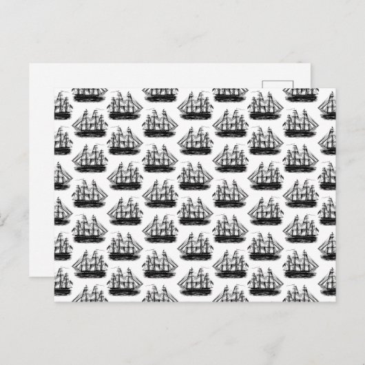 クラシックセーリングシップ カスタム背景色 ポストカード (正面/裏面)
