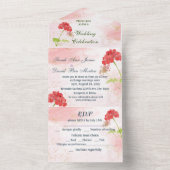 クラシックゼラニウムガーデンフラワーズウォーター色 オールインワン招待状 (内側)