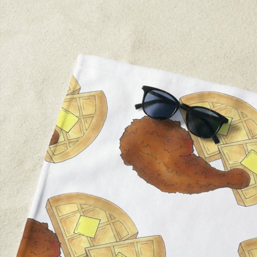 クラシックソウルフードフライドチキン&ワッフルダイナー ビーチタオル (インサイチュ)