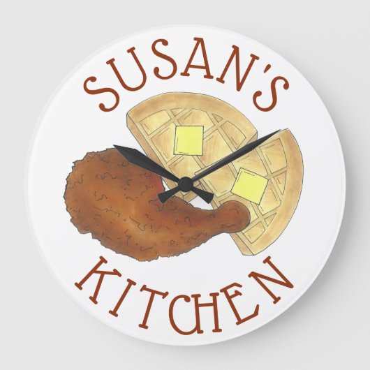 クラシックソウルフードフライドチキン&ワッフルダイナー ラージ壁時計 (正面)