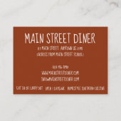 クラシックソウルフードフライドチキン&ワッフルダイナー 名刺 (裏面)