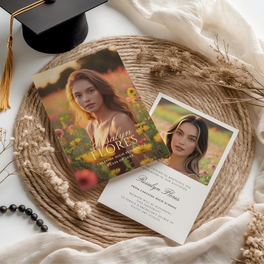 クラシックソフトイエロー書道の卒業 案内状