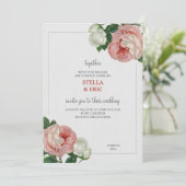 クラシックソフトピンクとホワイトローズ結婚ズ 招待状 (スタンド正面)