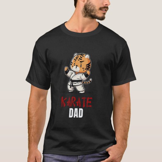 クラシックタイガー空手パパ - おもしろい武道スーパ Tシャツ (正面)