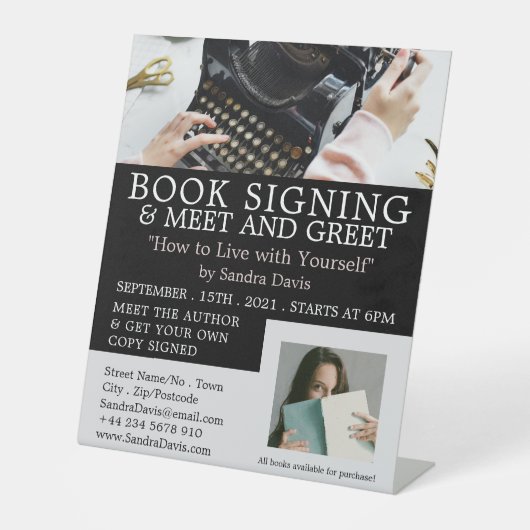 クラシックタイプライター、ライターブック署名広告 台座サイン (正面)