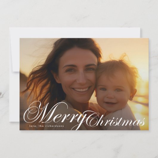 クラシックタイポグラフィエレガント写真メリークリスマス シーズンカード (正面)
