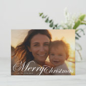クラシックタイポグラフィエレガント写真メリークリスマス シーズンカード (スタンド正面)