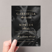 クラシックタイポグラフィオーバーレイ結婚写真 アクリル招待状 (インサイチュ (ポータブル))