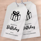 クラシックタイポグラフィシンプルハッピーバースデーグリーティング ギフトタグ