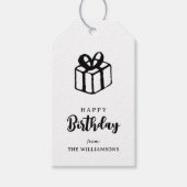 クラシックタイポグラフィシンプルハッピーバースデーグリーティング ギフトタグ (正面)