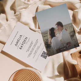 クラシックタイポグラフィスクリプト写真QRコード結婚s 招待状