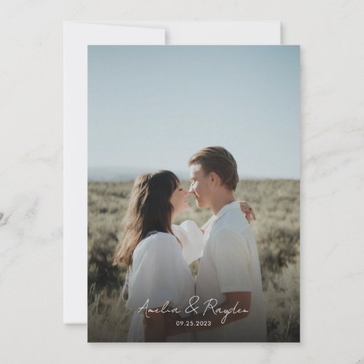 クラシックタイポグラフィスクリプト写真QRコード結婚s 招待状 (裏面)