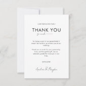 クラシックタイポグラフィスクリプト結婚写真 サンキューカード (正面)
