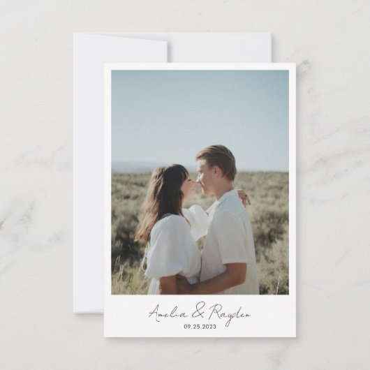 クラシックタイポグラフィスクリプト結婚写真 サンキューカード (裏面)