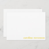 クラシックタイポグラフィパーソナライズされた黄フルネーム サンキューカード (正面/裏面)