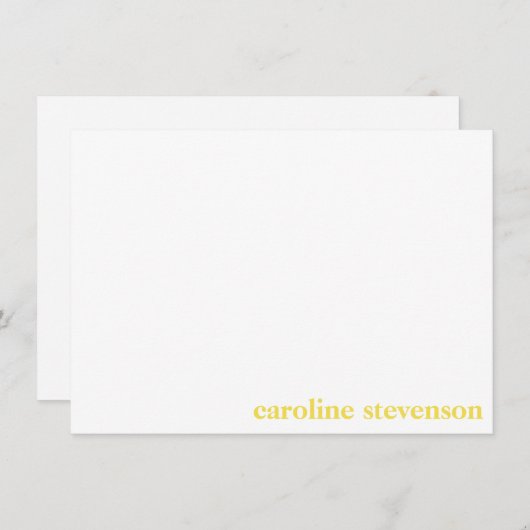 クラシックタイポグラフィパーソナライズされた黄フルネーム サンキューカード (正面/裏面)