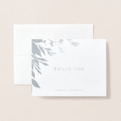 クラシックタイポグラフィ結婚の写真サンキューシルバー 箔カード (封筒付き正面)